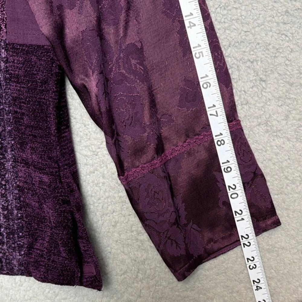 Coldwater Creek Patchwork Chenille Jacket Purple Jacquard Art To Wear VTG 90s - Picture 6 of 8